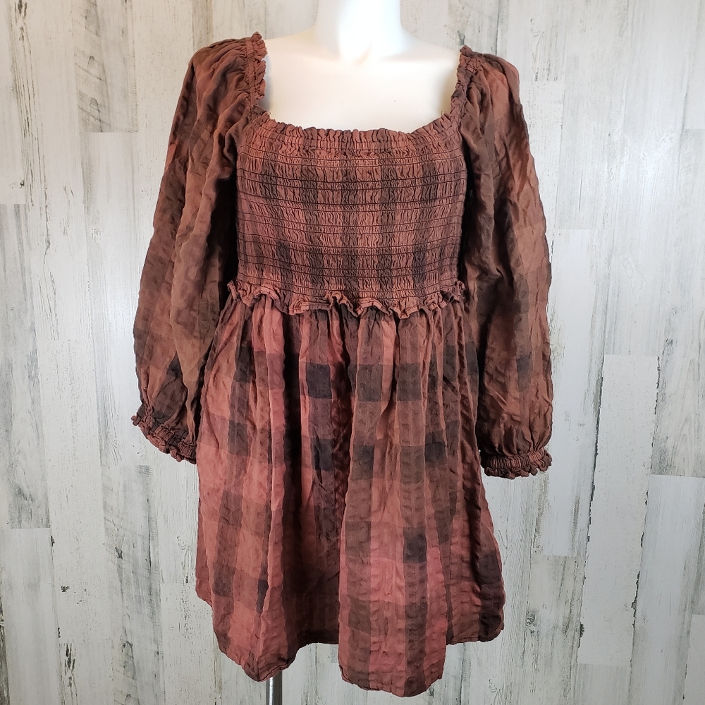 Topshop Brown Textured Dress Size 14